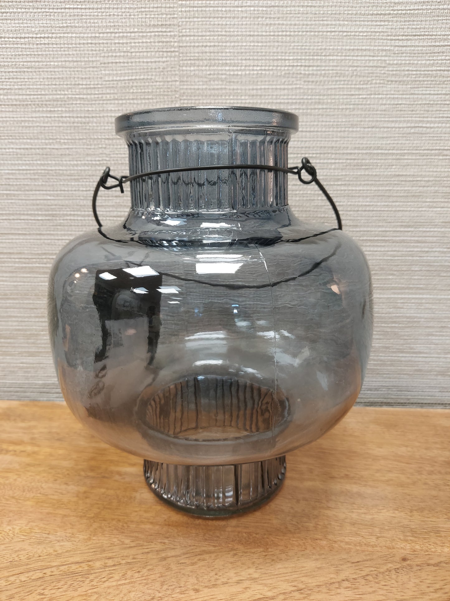 Glass Lantern 17x20cm Blue