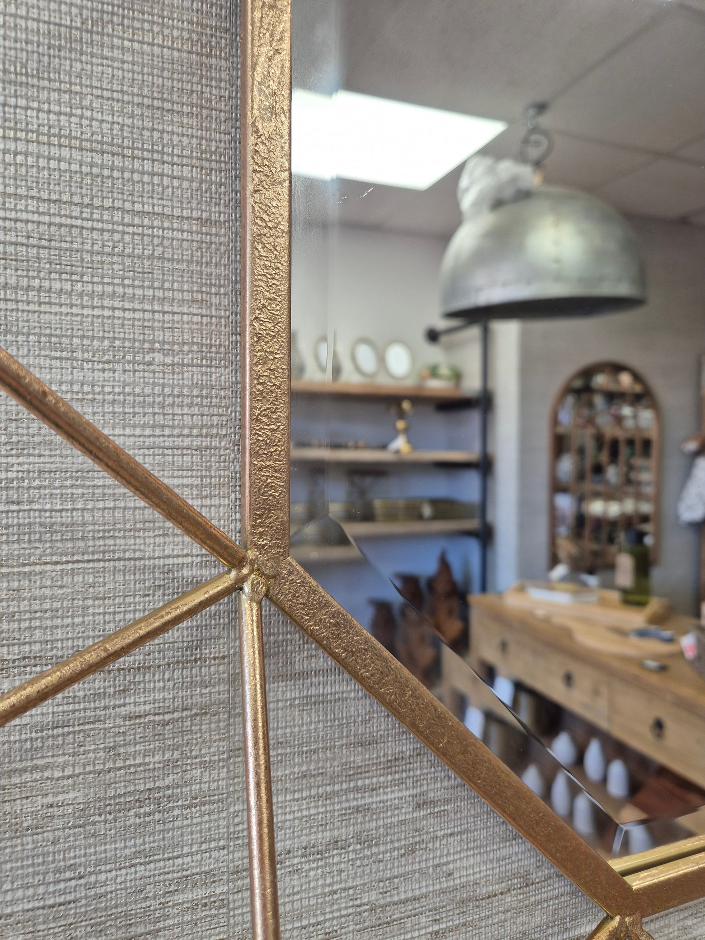 Gold Geometric Design Mirror 90cm