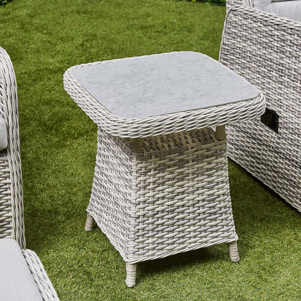 All Weather Rattan Recliners With Footstools and Side Table
