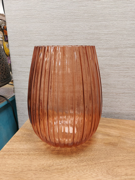 Amber Fluted Vase