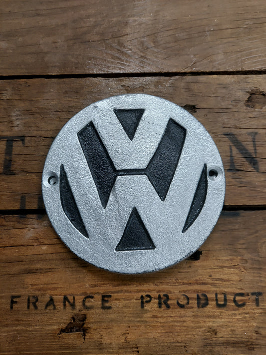 VW Logo Round Cast Iron Sign 12cm