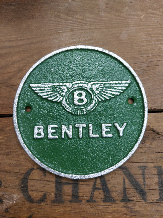 Bentley Logo Round Cast Iron Sign 12cm