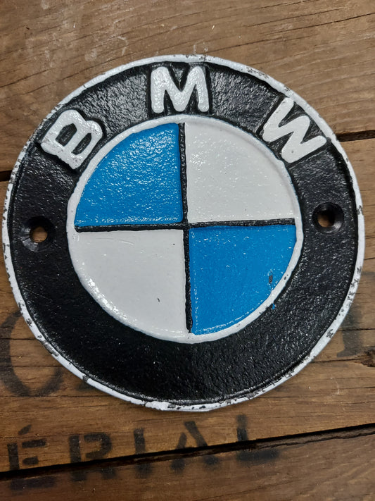 BMW Logo Round Cast Iron Sign 12cm