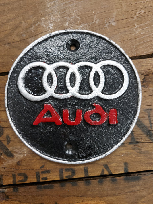 Audi Logo Round Cast Iron Sign 12cm