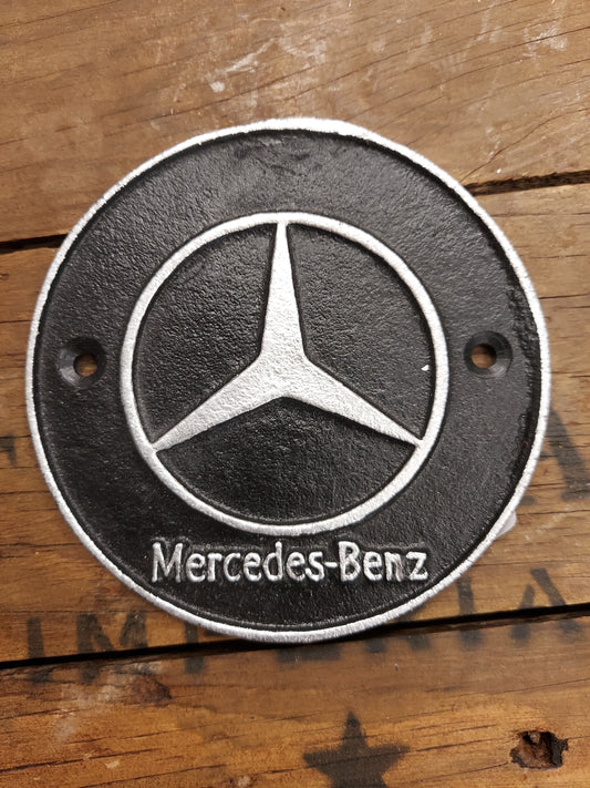 Mercedes-Benz Logo Round Cast Iron Sign 12cm