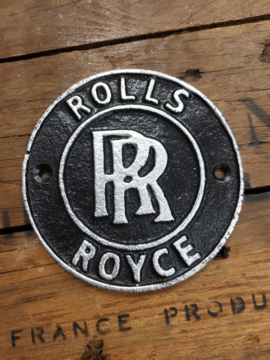 Rolls Royce Logo Round Cast Iron Sign 12cm