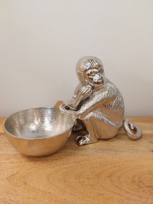 Monkey With Bowl Aluminium Figure