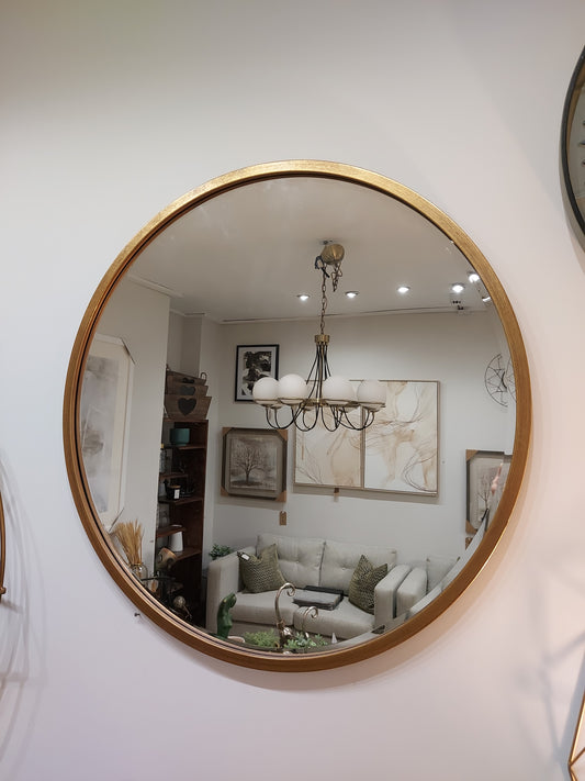 Antique Gold Round Mirror 80cm