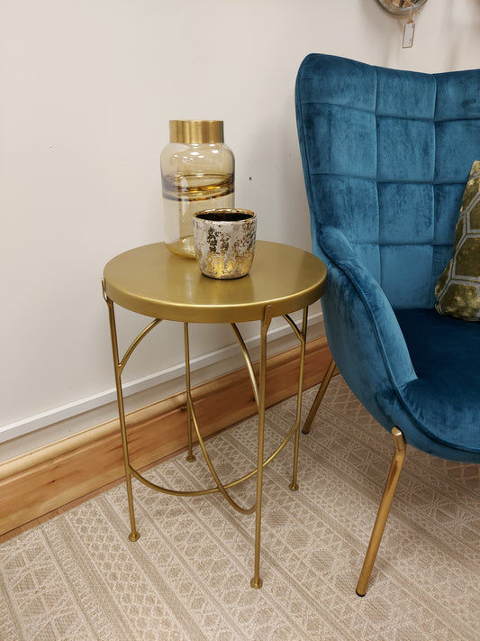 Round Brass Side Table ** CLEARANCE** 3 Available