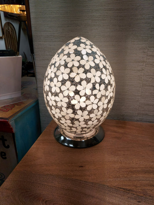 Medium Size Egg Lamp With Flower Pattern Opaque