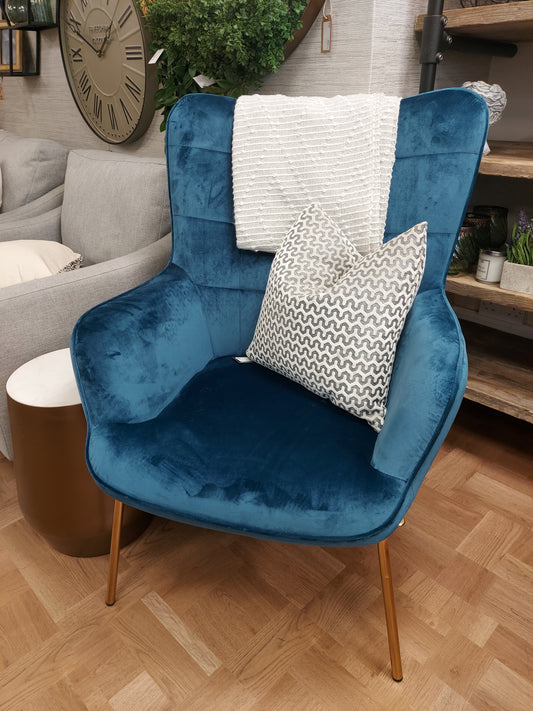 Blue Velvet accent chair **CLEARANCE**