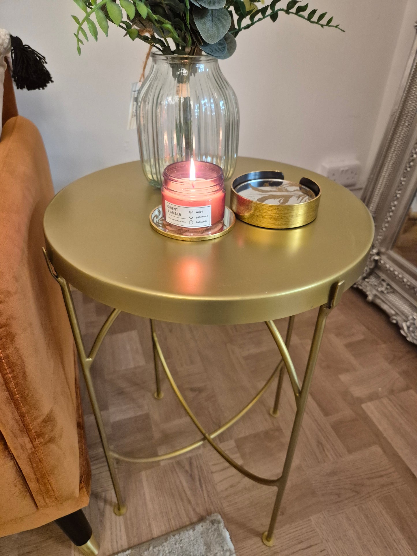 Round Brass Side Table