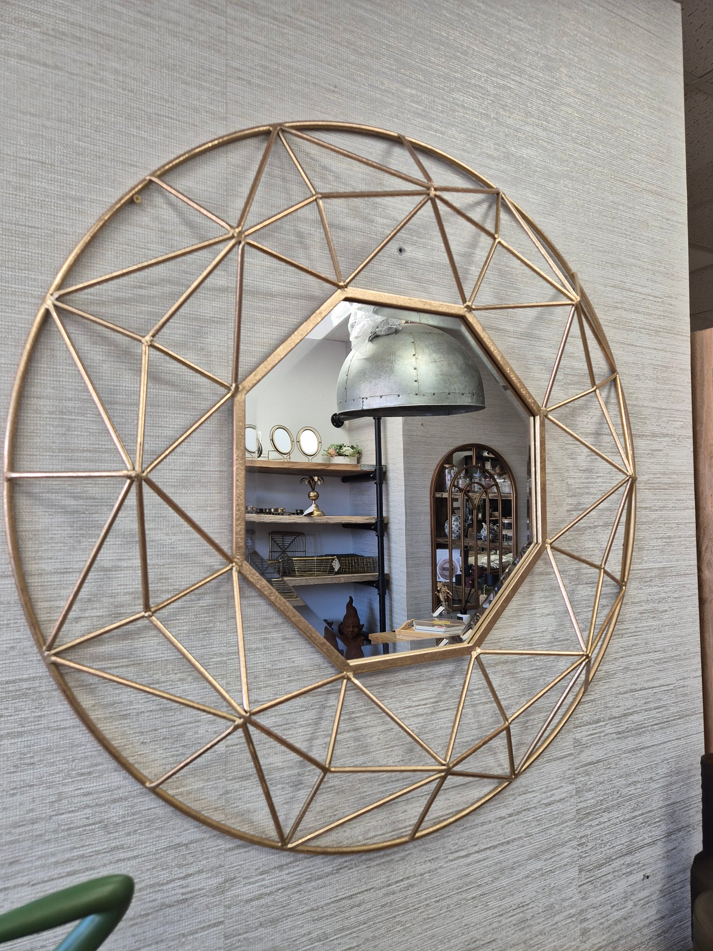 Gold Geometric Design Mirror 90cm
