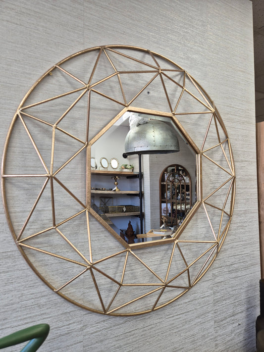 Gold Geometric Design Mirror 90cm