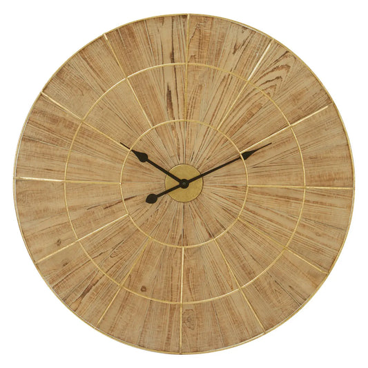 Textured Wood & Gold Wall Clock