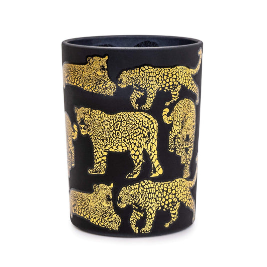 Leopard Glass Candle (Midnight Pomegrante)