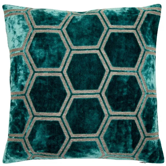 Ivor Luxury Velvet Teal Feather Cushion (Large)