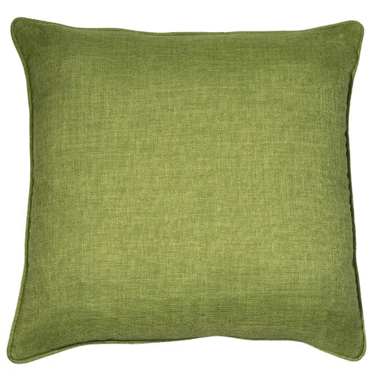 Helsinki Green Faux Linen Feather Cushion