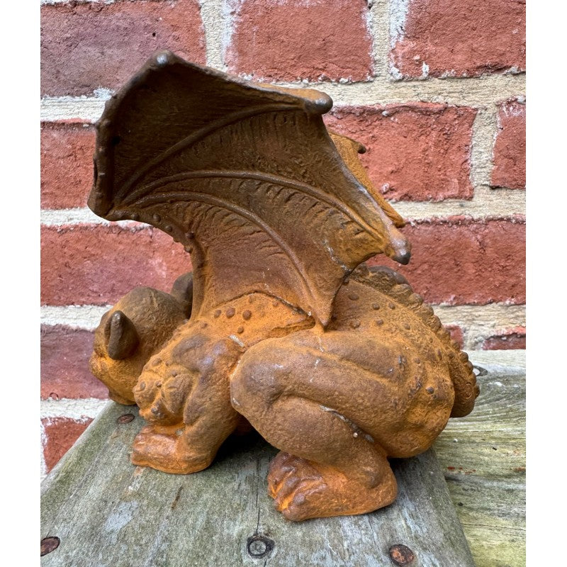 Winged Laying Gargoyle Cast Iron Sculpture – Darcey’s Interiors